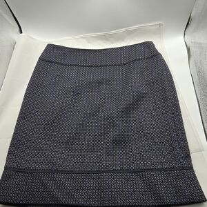 Ann Taylor Navy Geometric Pencil Skirt